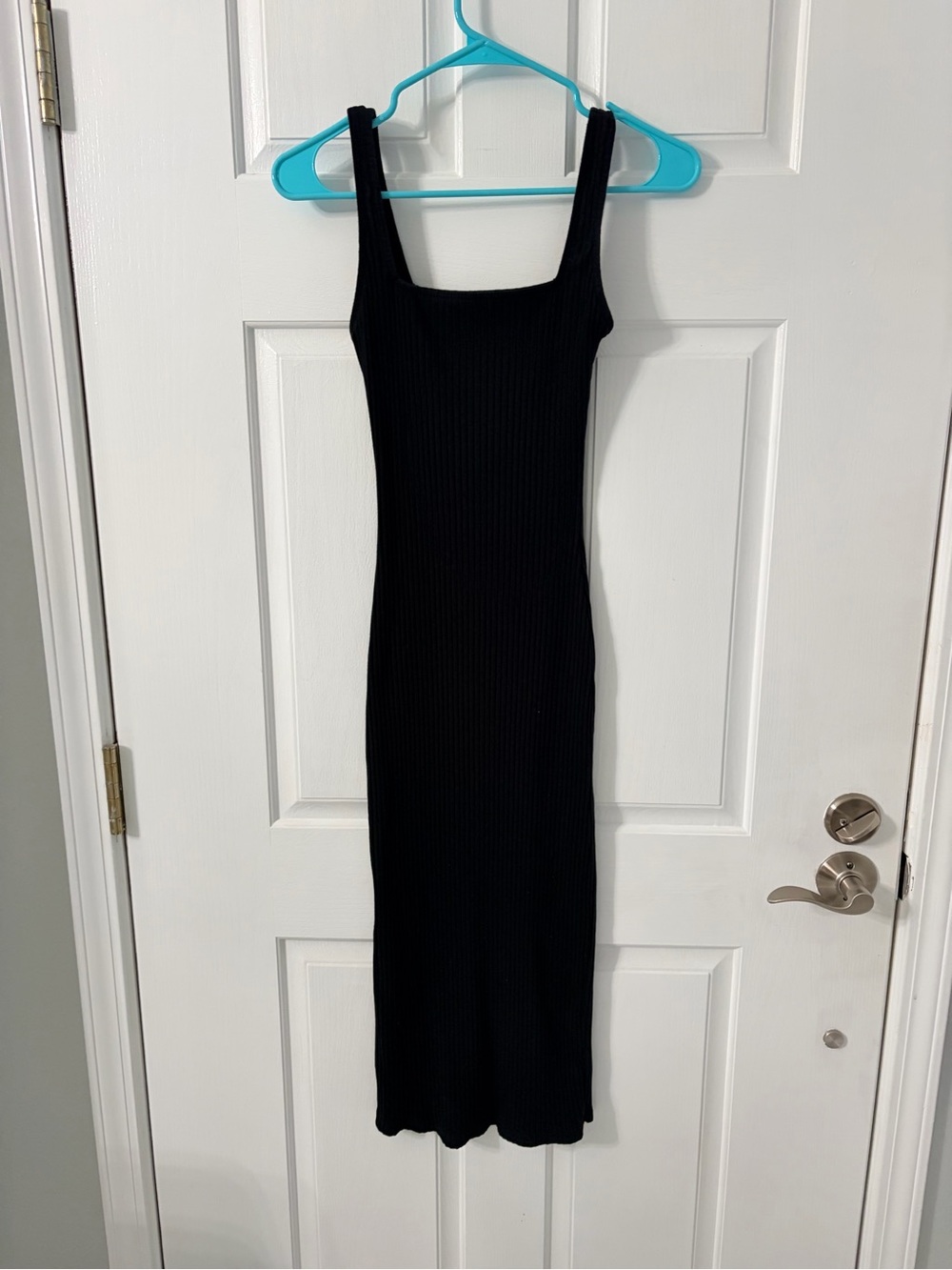 Wild Fable Black Ribbed Tank Midi Dress
